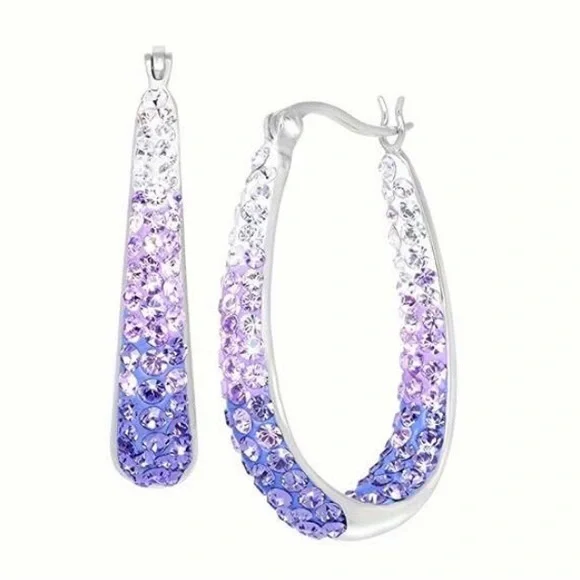 **BUY NOW** Silver and Purple Hoop Earrings - Picture 2 of 2